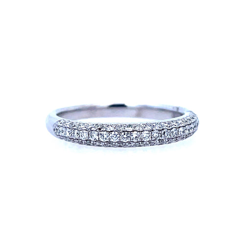 Lady's White 14 Karat Pave' Anniversary Ring Size 7.5 With 0.52Tw Roun