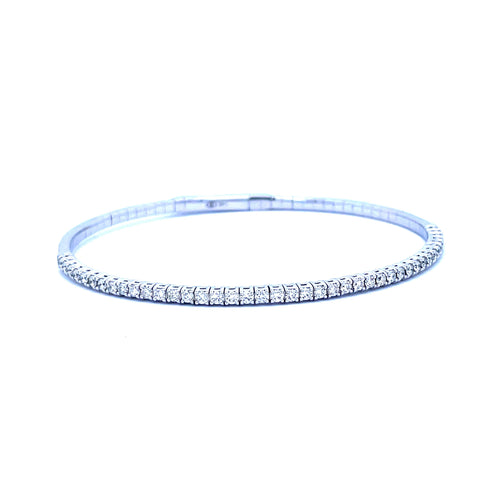 Lady's White 14 Karat Prong Set, Flex Titanium Wire Bracelet With 1.00