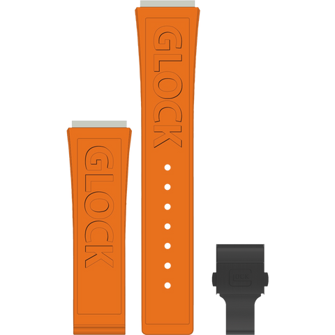 Yellow Stainless Steel Rubber Watch Strap, Orange With Glock Logo