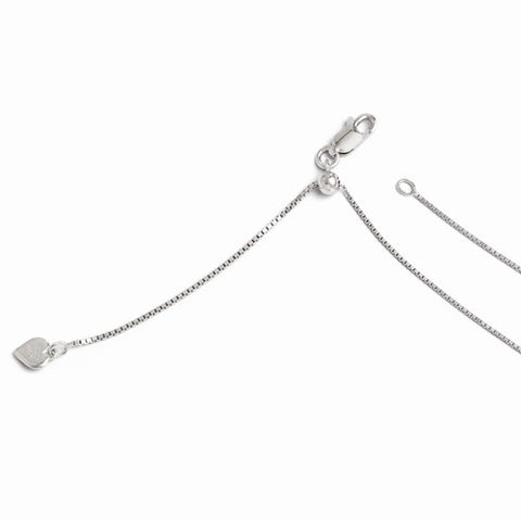 White Sterling Silver .85Mm Adjustable Box Chain Length 22