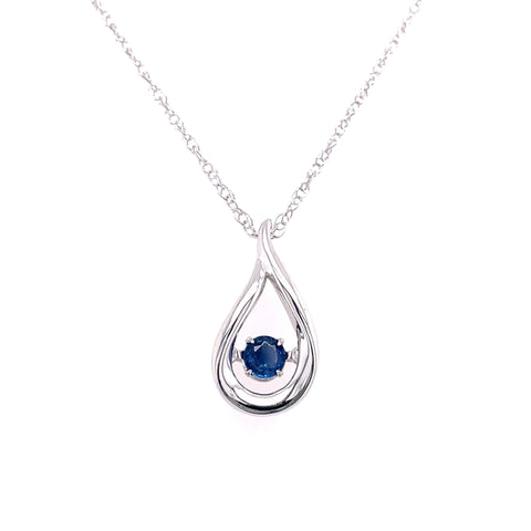 Lady's White Sterling Silver Teardrop Pendant Necklace With One 0.26Ct