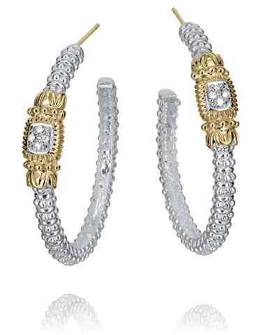 "Dazzling Diamonds: Explore Our Exquisite Collection of Lady's Tt 14K/Sterling Silver Hoop Earrings"
