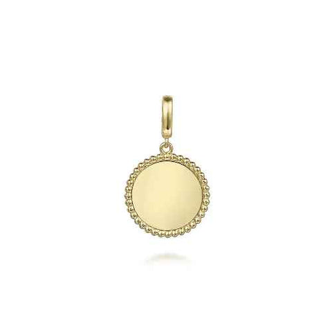 Yellow 14 Karat Round Medallion Engravable  Clip Charms