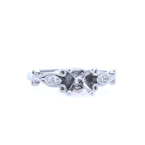 White 14 Karat Vintage Ring Size 7 With One R Cubic Zirconium And 0.05