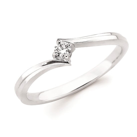 Lady's White 10 Karat Harmony Promise Ring Fashion Ring Size 6.5 With