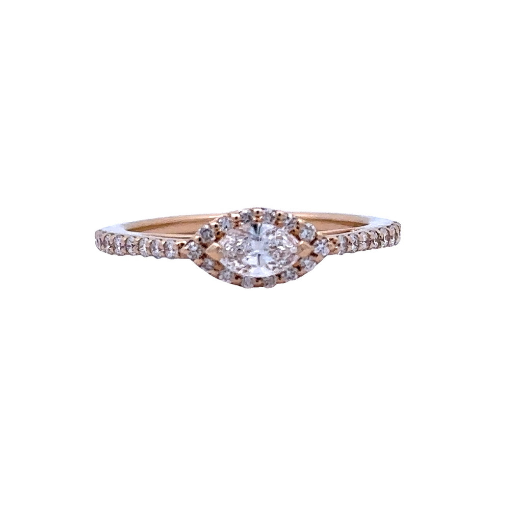 Cathedral With Marquise Halo Ring | 14k Yellow (0.31ct Marquise)