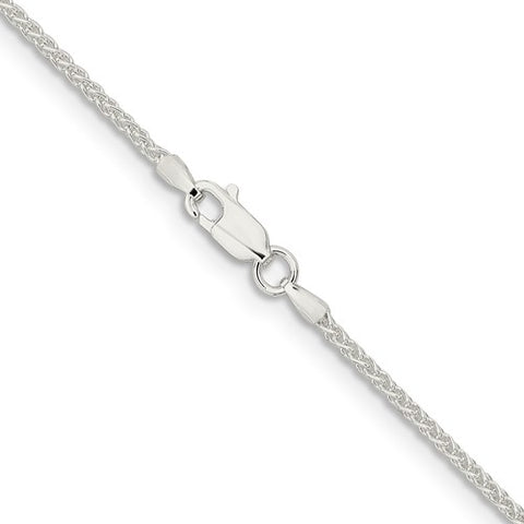 White Sterling Silver 1.6Mm Round Spiga With Lobster Clasp Chain Lengt
