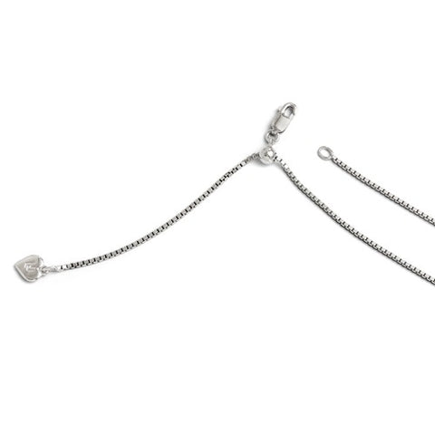 White Sterling Silver Adjustable Box Chain Length 22