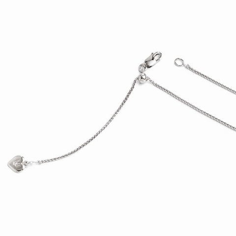 White Sterling Silver Adjustable Spiga Chain Chain Length 22
