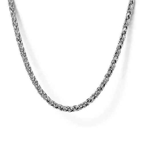 White Sterling Silver Gents Wheat Chain Length 22