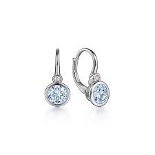 Lady's White Sterling Silver Bezel Set, Leverback Earrings With 2=1.40