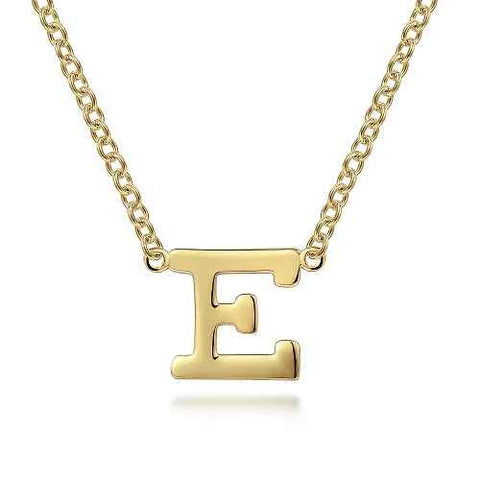 Yellow 14 Karat "E" Initial Stationary Charms Length 17.5 Style: Link