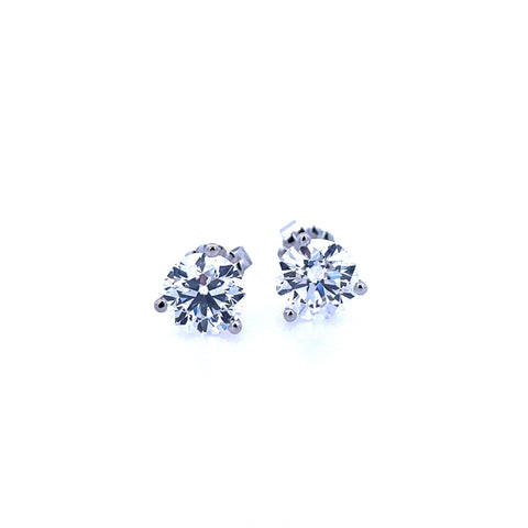 Lady's White 14 Karat Four Prong Studs Earrings With 2=2.00Tw Round G/