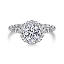White 14 Karat Cathedral Halo Ring Size 6.5 With One 2.00Ct R Cubic Zi