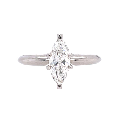 Solitaire Engagement Ring | 14k White (0.74ct Marquise)