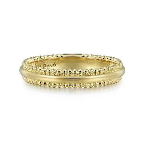 Lady's Yellow 14 Karat Stackable With Beaded Edges Fashion Ring Size 6