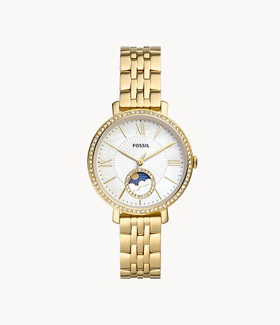 Jacqueline Multifunction Gold-Tone Stainless Steel Watch; Round White