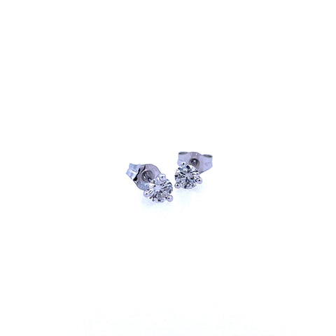 Lady's White 14 Karat Three Prong Martini Earrings With 2=0.25Tw Round