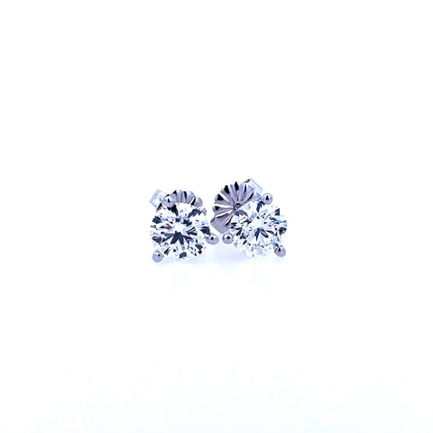 Lady's White 14 Karat Four Prong Stud Earrings With 2=1.50Tw Round G/H