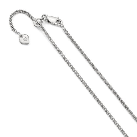 White Sterling Silver 1.6Mm Adjustable Spiga Chain Length 30