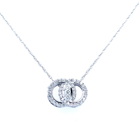 Lady's White 14 Karat Diamond Marriage Symbol Pendant With 0.25Tw Roun