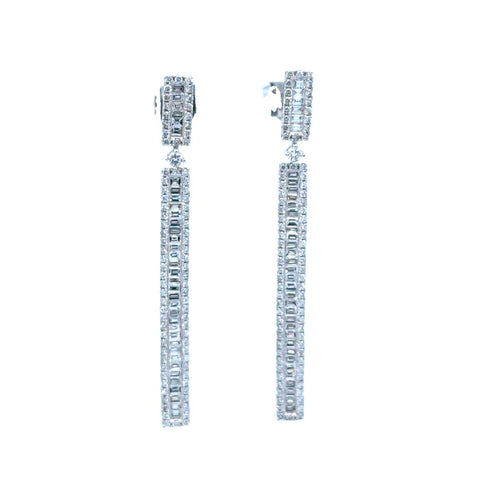 Lady's White 18 Karat Straight Line Dangle Earrings With 72=0.94Tw Bag