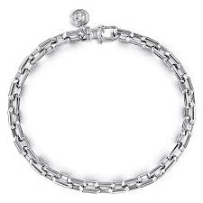 White Polished Sterling Silver Faceted Chain Bracelet Length 8