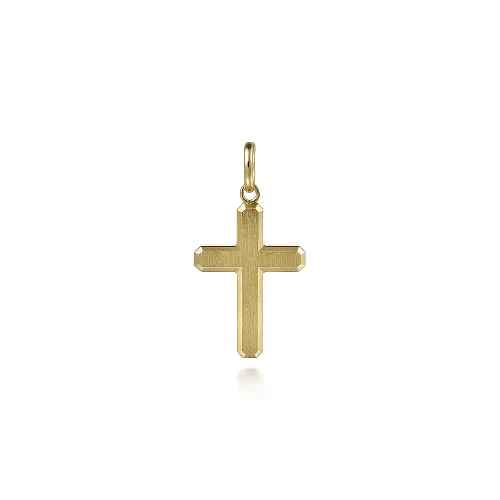 Yellow 14 Karat Brushed Simple Cross Clip Charms
