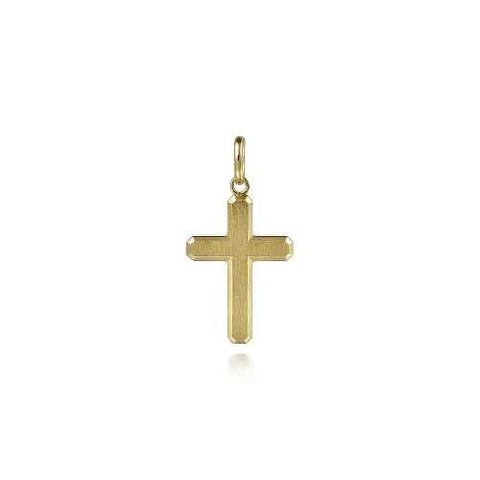 Yellow 14 Karat Brushed Simple Cross Clip Charms