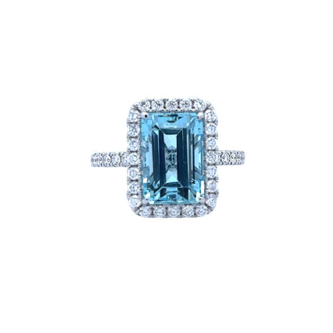 Elongated Halo Fashion Ring | 18k White (4.03ct Emerald)