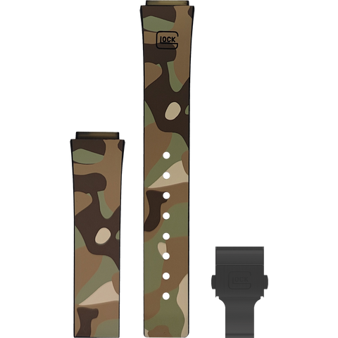 Black Tone Stainless Steel Rubber Watch Strap, Desert Camouflage