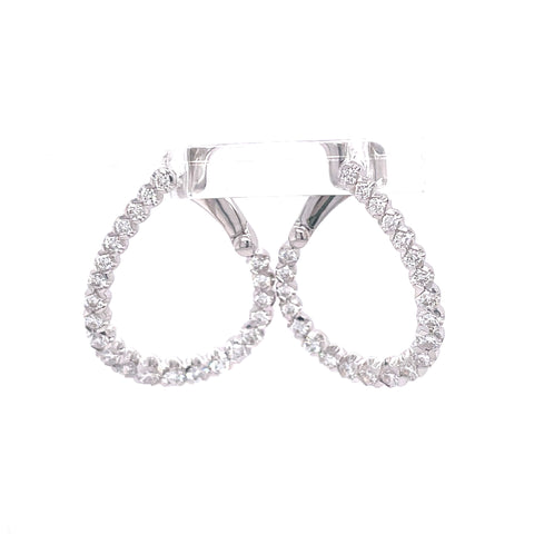 Lady's White 14 Karat Curved Teardrop Earrings With 1.00Tw Round G/H S