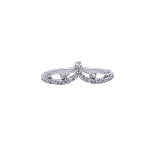 Lady's White 10 Karat "V" Fashion Ring With 0.20Tw Round H/I Si2 Diamo