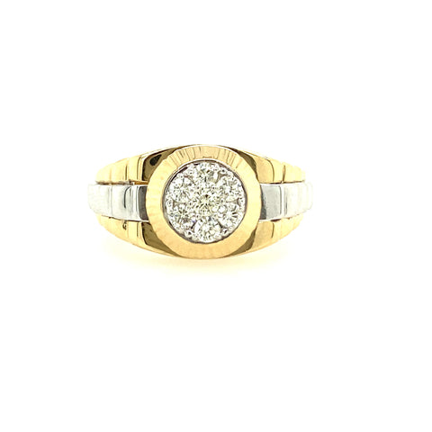 Gent's Tt 14 Karat Rolex Style Fashion Ring Size 10 With 0.42Tw Round