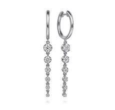 Lady's White 14 Karat Graduating Dangle Earrings With 0.75Tw Round H/I