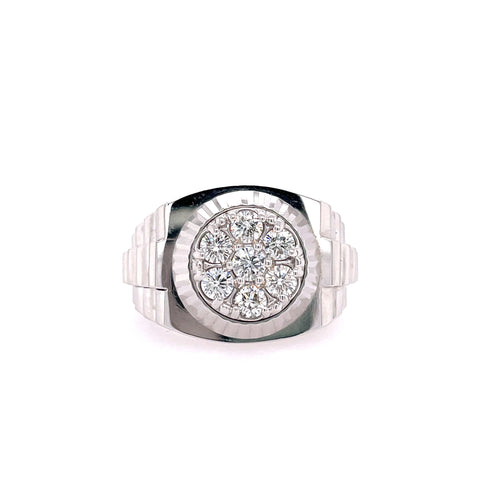 Gent's White 18 Karat Rolex Style Fashion Ring Wedding Band Size 10.5