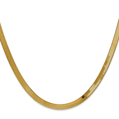 Yellow 14 Karat 14K 4Mm Silky Herringbone Chain Length 16