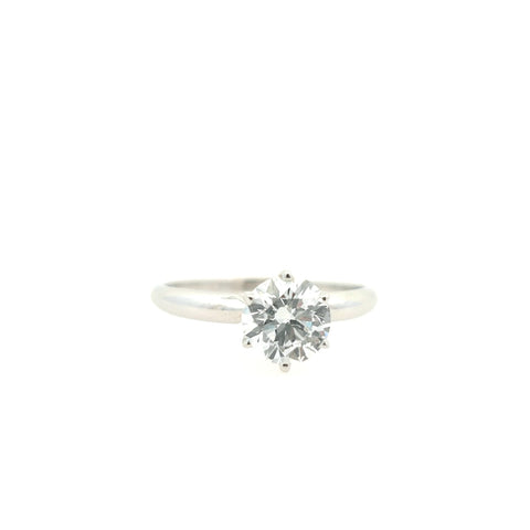 Lady's White 14 Karat Six Prong Solitaire Ring Size 7 With One 1.00Ct