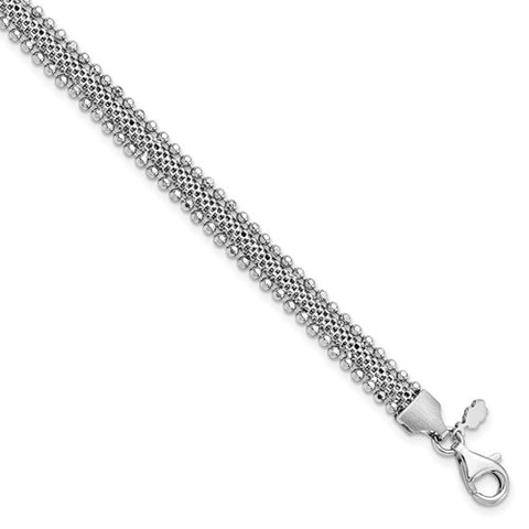 White Sterling Silver Lined Bracelet Length 7.5
