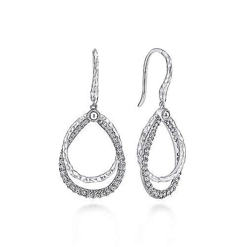 Lady's White Polished Sterling Silver Teardrop Earrings With 0.57Tw R