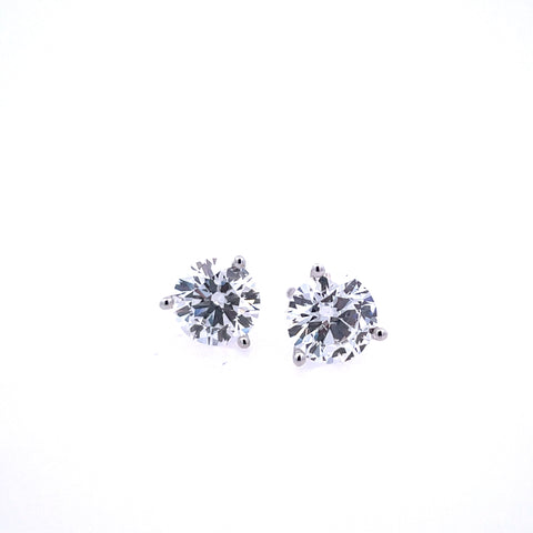 Lady's White 14 Karat Martini Studs Lab Created Earrings With 2=2.00Tw