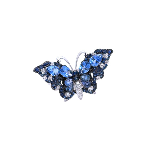 Lady's White 14 Karat Butterfly Fashion Ring With 3.29Tw Various Shape