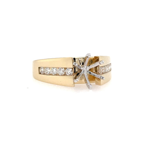 Cathedral With Channel Sides Ring | 14k Yellow