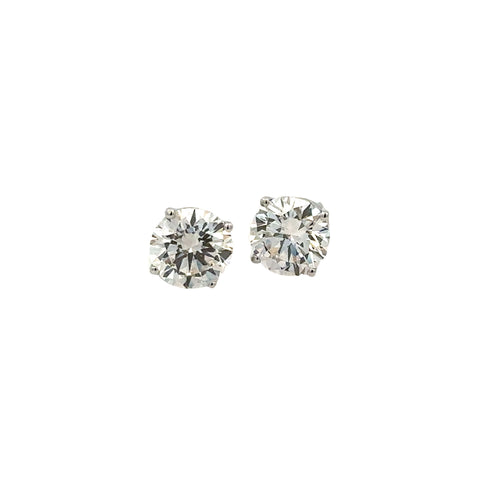 Lady's White 14 Karat Four Prong Studs Lab Created Earrings With One 1