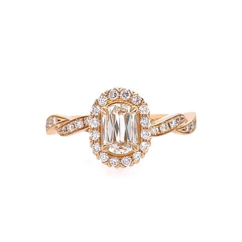 Halo With Woven Band Ring | 14k Yellow (0.42ct Crisscut)
