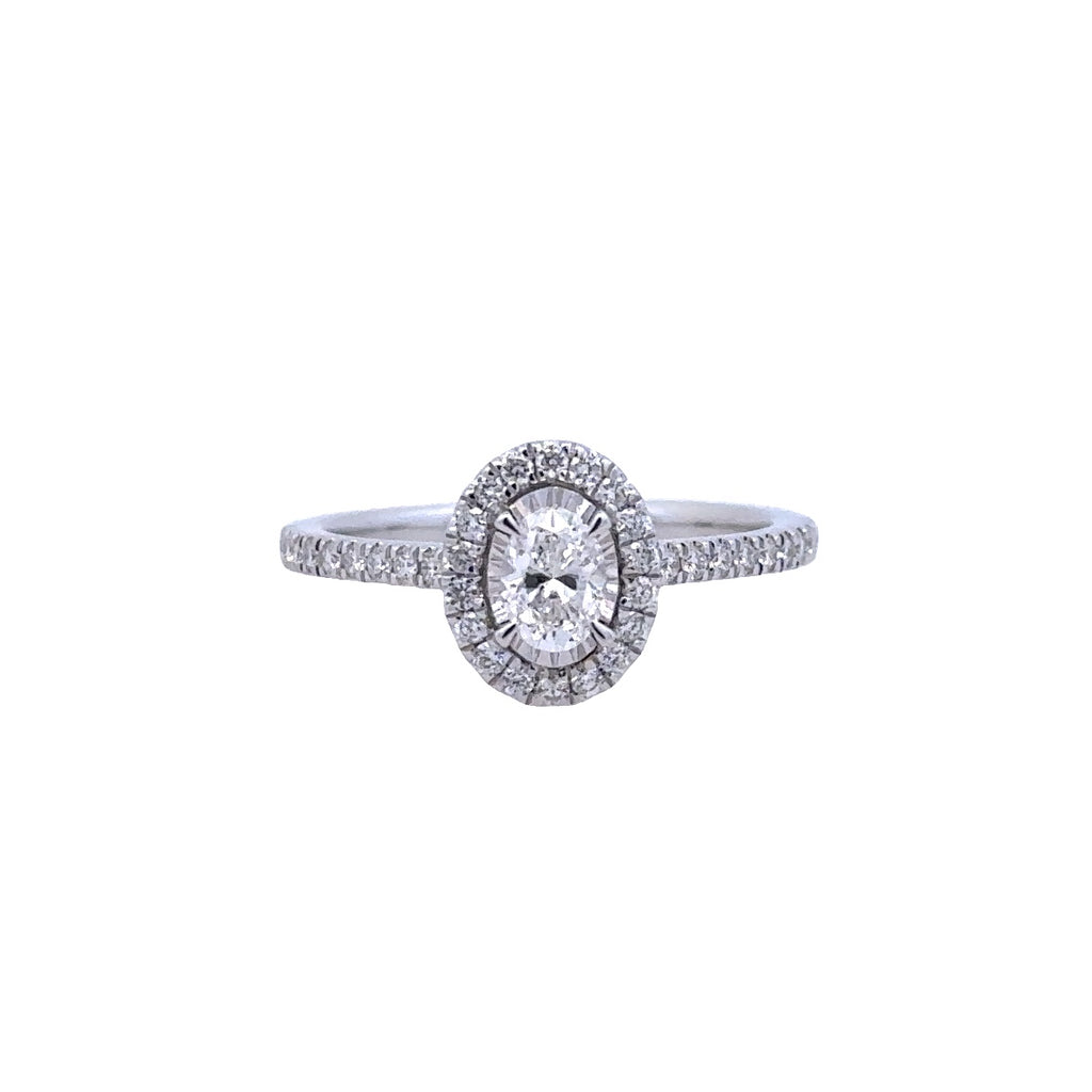Oval Halo Ring | 14k White (0.33ct Oval)