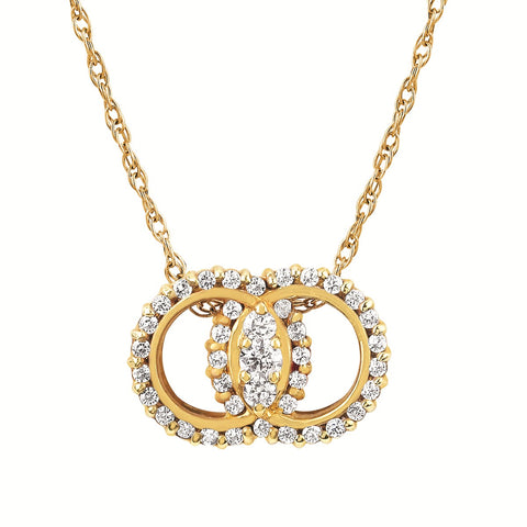 Lady's Yellow 14 Karat Diamond Marriage Symbol Pendant With 0.25Tw Rou