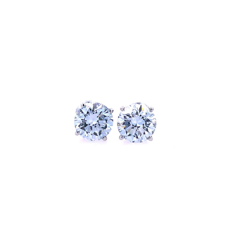 Lady's White 14 Karat Three Prong Lab Created Earrings With One 1.26Ct