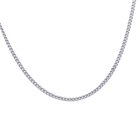 White Sterling Silver 2Mm Curb Chain Chain Length 24