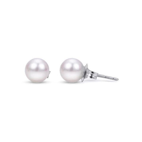 Lady's White 14 Karat 4Mm "A" Studs Earrings With 2=4.00Mm Akoya Pearl